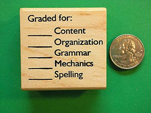 Quality Custom Rubber Stamps Graded for - Checklist - Wood Mounted Teacher's Rubber Stamp Carved Wooden Stamps