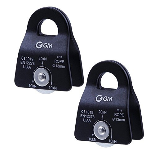 GM CLIMBING 20kN UIAA Certified Black Micro Prusik Minding Pulley 1/2" (Pack of 2(black))