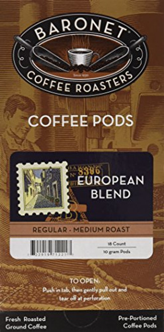 Baronet Coffee European Blend Coffee Pods, 54 Count