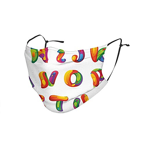 Comfortable Windproof mask-Artistic Design Of Alphabet Letters Brushstrokes Paint Splashes Creative Style-Printed Facial decorations for Man and Women