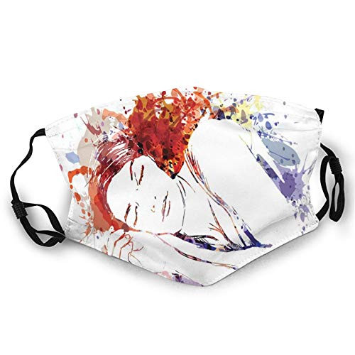 Comfortable Windproof mask-Creative And Artistic Design Of Beauty Sleeping Girl Splashed Paint Effect Image-Printed Facial decorations for adult