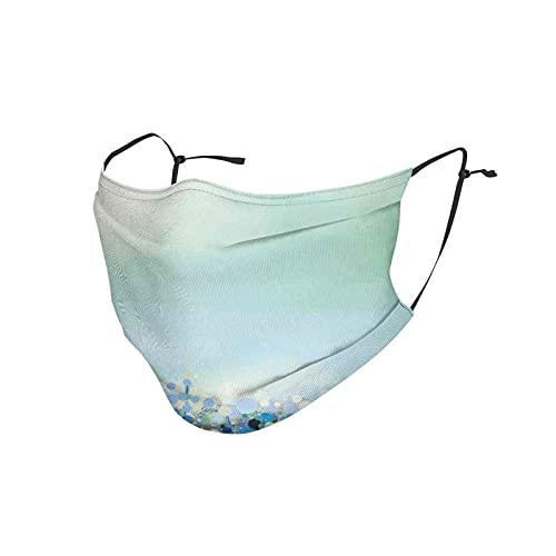 Comfortable Windproof mask-Aqua Impressionist Depiction Of A Field Paint With Blooms Tranquil Concept Print-Printed Facial decorations for adult