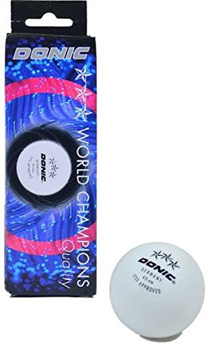 Donic 3 Star Ping Pong Ball - Size: 4 cm -Pack of 3- White-