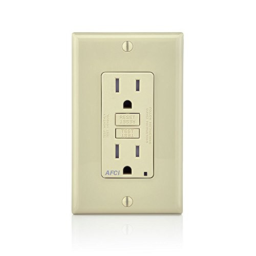 Leviton AFTR1-I SmartlockPro Outlet Branch Circuit Arc-Fault Circuit Interrupter Receptacle, 15-Amp, 120-volt, Ivory