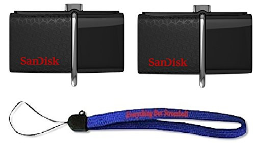 SanDisk Ultra 32GB -2 Pack- USB 3.0 OTG Flash Drive with micro USB connector works with Android Mobile Devices - w/ -1- Everything But Stromboli -tm- Lanyard