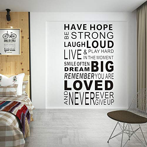 COLEEY Inspirational Wall Decals Quotes-Have Hope Be Strong-Word Wall Sticker Quotes-Lauhg Loud-Motivational Wall Decal-Family Inspirational Wall Art Sticker Vinyl Wall Mural Paint Decor -Have Hope-