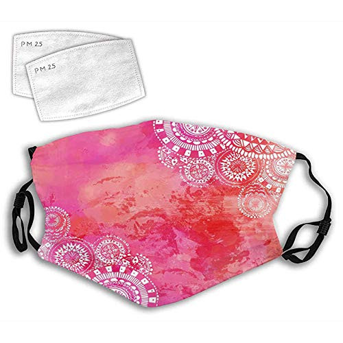 Women Men Boys Girls Dustproof-Pink Watercolor Paint Background with White Hand Drawn Doodles Asian Motifs-Half Face Mouth Mask Breathable Mouth Muffle For-Travel-Outdoor Women Men Boys Girls Dustproof-Pink Watercolor Paint Background with White Hand Drawn Doodles Asian Motifs-Half Face Mouth Mask Breathable Mouth Muffle For-Travel-Outdoor
