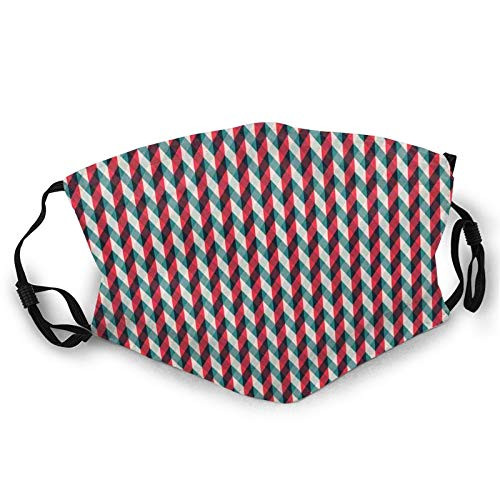ETHAICO Fillter Face Cloth for Mens and Womens?Vintage Country Style Pattern with Diagonal Checks and Vertical Stripes?Cold Mouth Dustproof Double Protection