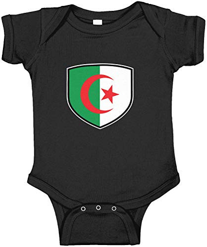Amdesco Algeria Shield Algerian Flag Infant Bodysuit- Black 6 Month