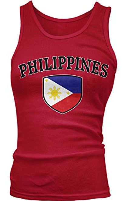 Amdesco Junior's Philippines Flag Shield- Philippine Flag Tank Top- Red Medium Amdesco Junior's Philippines Flag Shield- Philippine Flag Tank Top- Red Medium