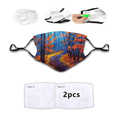 Made in USA face mask Mouth Masks unisex Anti-dust Masks Reusable-Dark and Deep in The Forest in Fall Autumn Season Calm Magical Nature Art Paint-Face Mask Decorative mask for unisex