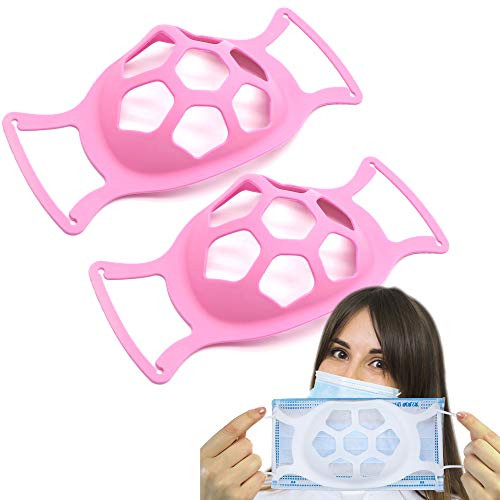 3D Face Bracket- Silicone Face Inner Support Frame for Comfortable- Face Guard Breathing Bracket Washable Reusable- Breathe Cup Nose Breathing Smoothly -PINK-