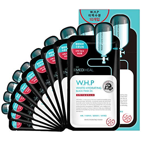 MEDIHEAL W.H.P White Hydrating Black Mask EX. 10 Masks - Radiant Skin- Moisturizing- Skin Vitality with Charcoal Mask Sheet- Korea's No.1 Sheet Mask MEDIHEAL W.H.P White Hydrating Black Mask EX. 10 Masks - Radiant Skin- Moisturizing- Skin Vitality with Charcoal Mask Sheet- Korea's No.1 Sheet Mask