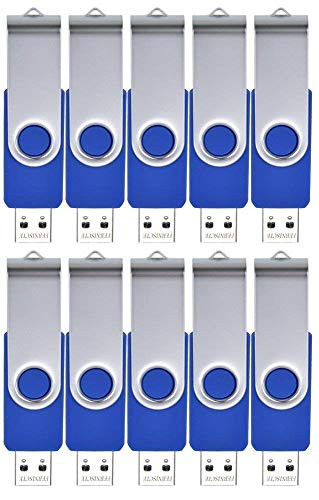 Flash Drive 8GB 10 Pack USB 2.0 Memory Sticks Thumb Drive Pendrive Blue Zip Drive Swivel Bulk Jump Drives with Led Indicator by FEBNISCTE