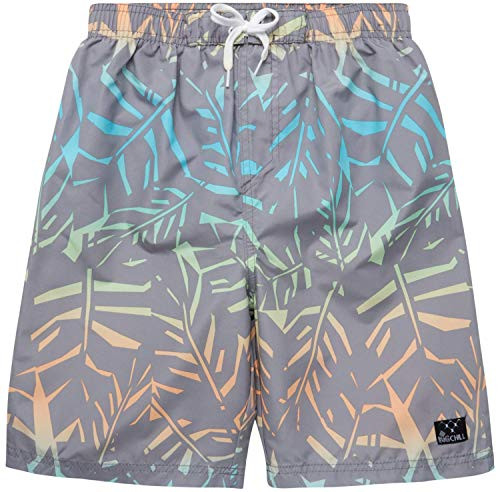 Big Chill Boys' Bathing Suit  UPF 50 Plus  Quick Dry Board Shorts Swim Trunks- Size 18- Grey Tropical
