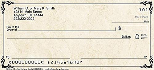 The Bradford Exchange Personal Checks - Top Tear Printed Personal Checks with Classic Elegant Scroll - Parchment - 2 Box Checks Personal Singles / 220 Checks -1 Scene-