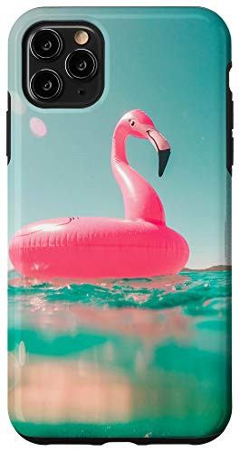 iPhone 11 Pro Max Girly Flamingo Pool Float Sun Ocean Beach Day Photograph Case