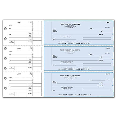 CheckSimple 3-Per-Page Multi-Purpose Manual Business Checks w/Side Stubs -50 Checks- - Custom