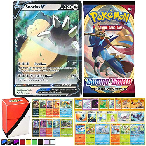 Totem World Sword and Shield Collectors Lot: V Card Guaranteed with Booster Pack- 5 Rare- 5 Foil Holo- 20 Regular Cards and Totem Deck Box Compatible for Pokemon Cards Totem World Sword and Shield Collectors Lot: V Card Guaranteed with Booster Pack- 5 Rare- 5 Foil Holo- 20 Regular Cards and Totem Deck Box Compatible for Pokemon Cards