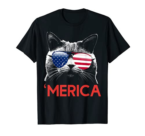 Merica British Shorthair American Flag 4th of July T-Shirt Merica British Shorthair American Flag 4th of July T-Shirt