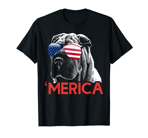 Merica Shar-Pei American Flag 4th of July T-Shirt Merica Shar-Pei American Flag 4th of July T-Shirt