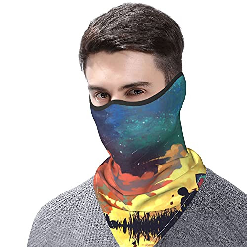 Summer Evening Fantasy Face Mask Washable Outdoor Unisex Face Shield Sports Face Clothing Neck Gaiter Mask Black