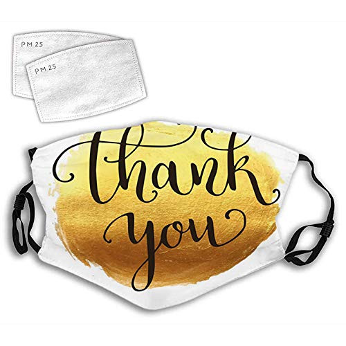 Funny Print Breathable Mouth Masks-Golden Yellow Tone Round Paint Backdrop with Cursive Wording-Washable And Reusable Windproof Cartoon Animal Masks