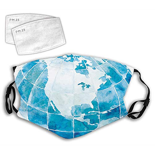 Women Men Boys Girls Dustproof-Hand Drawn Watercolor Style Globe Sphere with North America Continent Paint Effect-Half Face Mouth Mask Breathable Mouth Muffle For-Travel-Outdoor Women Men Boys Girls Dustproof-Hand Drawn Watercolor Style Globe Sphere with North America Continent Paint Effect-Half Face Mouth Mask Breathable Mouth Muffle For-Travel-Outdoor