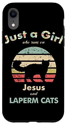 iPhone XR Just A Girl Who Runs on Jesus and Laperm Cats Case
