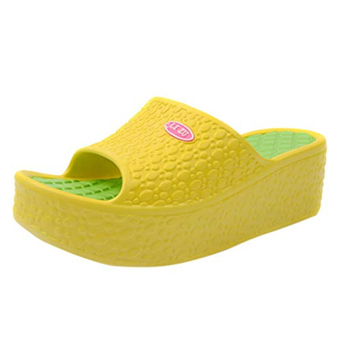 Women Pillow Slides Sandals Summer Thick Sole Slippers-Non-Slip Beach Pool Slides-Open Toe Style Outdoor Slippers for Adult-Winter Autumn Indoor Outdoor Slippers -Yellow- 6 US-