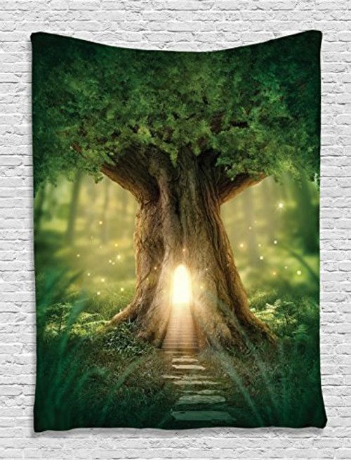 Ambesonne Mystic Fairy Tree of Life Enchanted Forest Mystical Lights Digital Printed Tapestry Wall Hanging Wall Tapestry Living Room Bedroom Dorm Decor, Green Yellow Brown Ambesonne Mystic Fairy Tree of Life Enchanted Forest Mystical Lights Digital Printed Tapestry Wall Hanging Wall Tapestry Living Room Bedroom Dorm Decor, Green Yellow Brown
