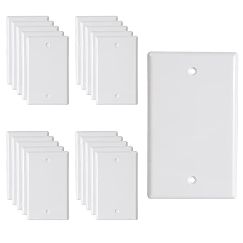 1-Gang Blank Outlet Covers Standard Size Wall Plate Electrical Outlet Cover Plates- No Device Blank Wall Plate- White -20-Pack-