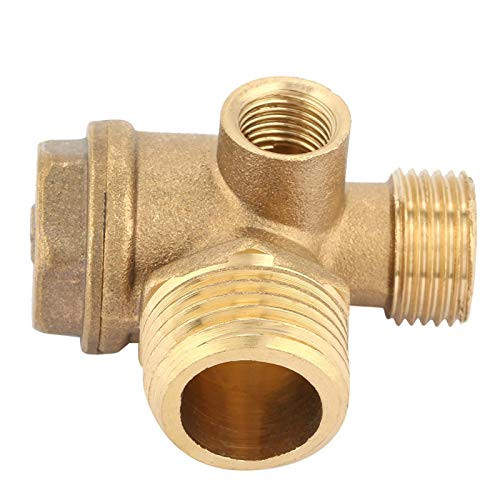 Brass Check Valve- 3 Port Air Compressor Check Valve Male Thread Brass Air Compressor Check Valve Tube Connector Tool- Check Valve Air Compressor