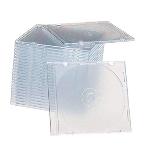 Maxtek Ultra Thin 5.2mm Slim Clear CD Jewel Case with Built in Frost Clear Tray, 100 Pack.