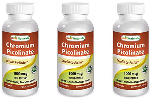Best Naturals Chromium Picolinate 1000 mcg 120 Tablets - Pack of 3 -