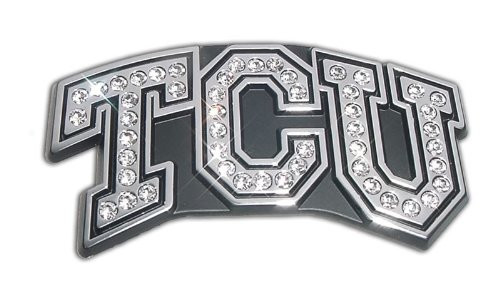MVP Accessories Texas Christian TCU NCAA Premium Metal Auto Emblem with Austrian Crystals