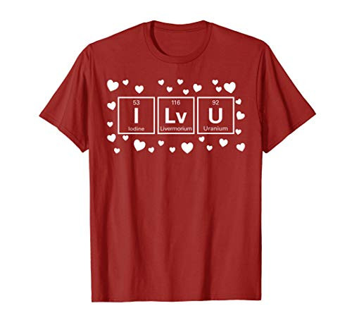 Funny Valentine's Day I Lv U Periodic Table Nerdy Science T-Shirt