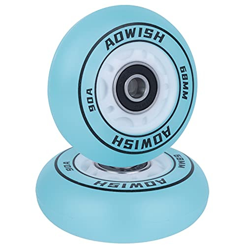 AOWISH Light Up Mini Ripstik Wheels 68mm LED Flash Ripster Wheels 90A Flashing Ripstick DLX Mini Caster Board Replacement Wheel with Bearings ABEC-9 -2-Pack- -Blue-
