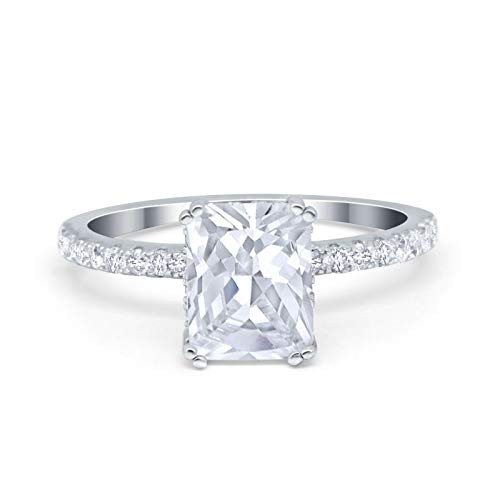 Blue Apple Co. Simulated Cubic Zirconia Size-7 Art Deco Radiant Cut Wedding Engagement Ring Round CZ 925 Sterling Silver Blue Apple Co. Simulated Cubic Zirconia Size-7 Art Deco Radiant Cut Wedding Engagement Ring Round CZ 925 Sterling Silver