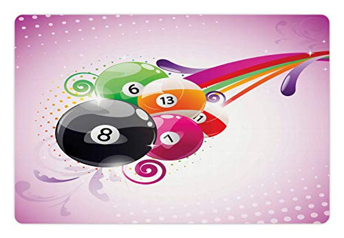 Lunarable Billiard Pet Mat for Food and Water- Colorful Modernistic Illustration of Pool Game Balls with Numbers- Non-Slip Rubber Mat for Dogs and Cats- 18" X 12"- Fuchsia and Multicolor Lunarable Billiard Pet Mat for Food and Water- Colorful Modernistic Illustration of Pool Game Balls with Numbers- Non-Slip Rubber Mat for Dogs and Cats- 18" X 12"- Fuchsia and Multicolor
