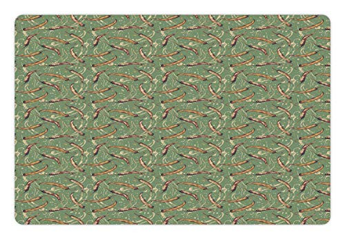 Ambesonne Food Art Pet Mat for Food and Water- Chili Peppers on Grunge Background Paintbrush Splashed Paint Image- Rectangle Non-Slip Rubber Mat for Dogs and Cats- Peacock Green Multicolor