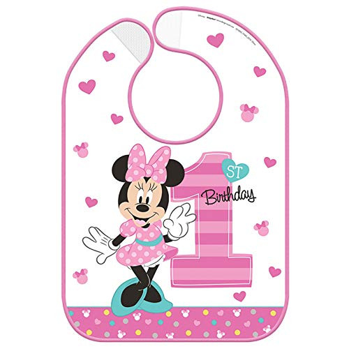 Minnie Mouse 1st Birthday Fun to Be One' Plastic Birthday Bib -1ct-