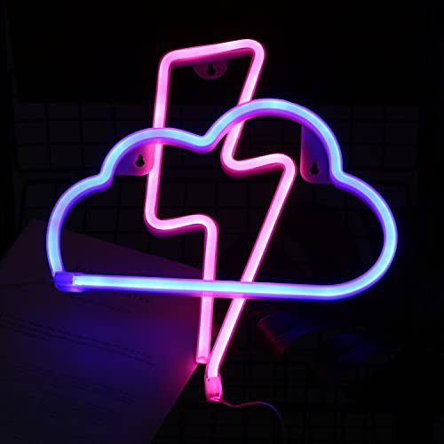 Neon Sign- Lightning Led Cloud Neon Light Wall Light USB Battery Operated Neon Light Sign for Bedroom- Kids Room- Living Room- Bar- Party?Lightning and Cloud