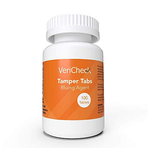 VeriCheck Tamper Tabs - 100 Tablets - Toilet Bluing Dye for Drug Testing - Eliminate Substitution- Dilution and Adulteration