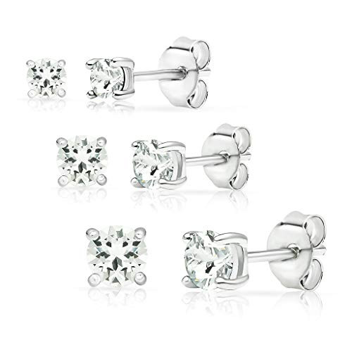 SolidSilver - Sterling Silver 3mm 4mm 5mm Round Solitaire Stud Earrings Made with Swarovski Crystal - Crystal SolidSilver - Sterling Silver 3mm 4mm 5mm Round Solitaire Stud Earrings Made with Swarovski Crystal - Crystal