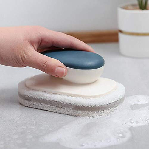 Multi-Functional Magic Cleaning Sponge Brush-Sponge Cleaning Brush with Handle-Cleaning Supplies Dish Wand Sponge for Sponge Cleaning Brush-Kitchen-Bathroom-Table Cleaning Brush -Gray-