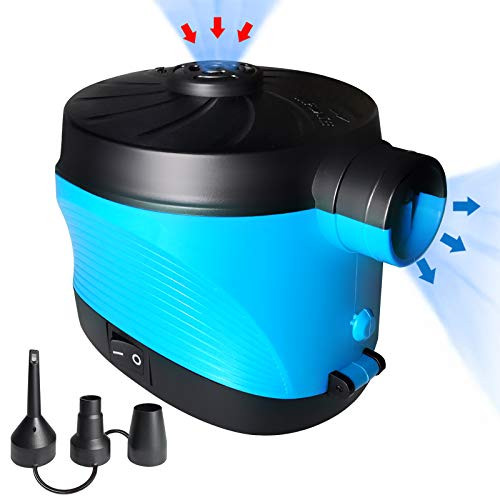 APPMOO Battery Electric Air Pump with 3 Nozzles Inflate Deflate- Portable Quick Fill Air Pump for Inflatables Air Mattress- Beds- Boats- Toys- Pool Floats- Outdoor Camping