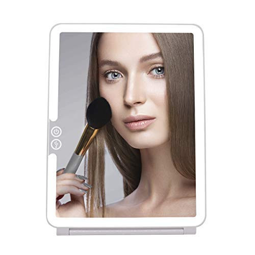 Cristallio 36 LED Makeup Mirror - Vanity Mirror with Lights - Travel Lighted Mirror - LED Compact Vanity Mirror - Portable Makeup Mirror with Cover - Large Cordless Mirror - LED Vanity Mirror