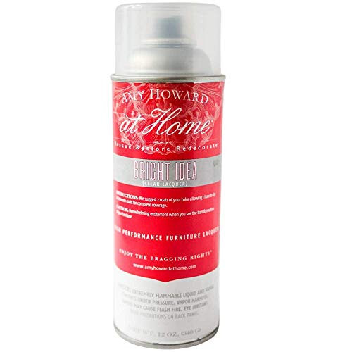 Spray Lacquer Clear Coat - Bright Idea - 12 oz - Nitrocellulose Lacquer Spray- High Gloss Lacquer - Amy Howard At Home