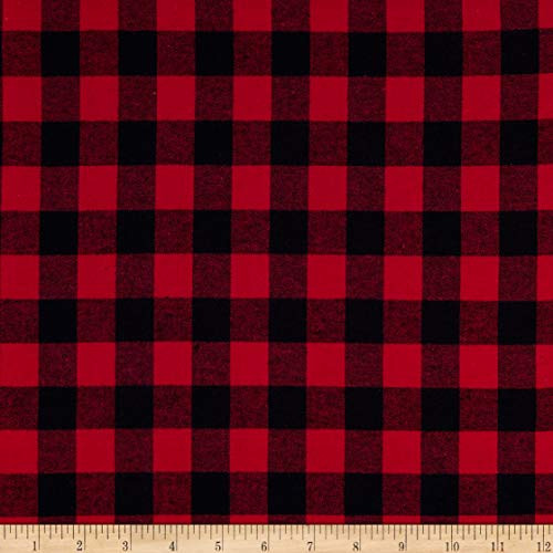 Mook Fabrics USA LP Yarn Dyed Flannel Small Buffalo Check Red Fabric
